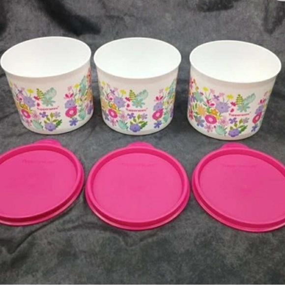Tupperware Wildflowers set of stacking canisters and water bottle - Picture 3 of 4